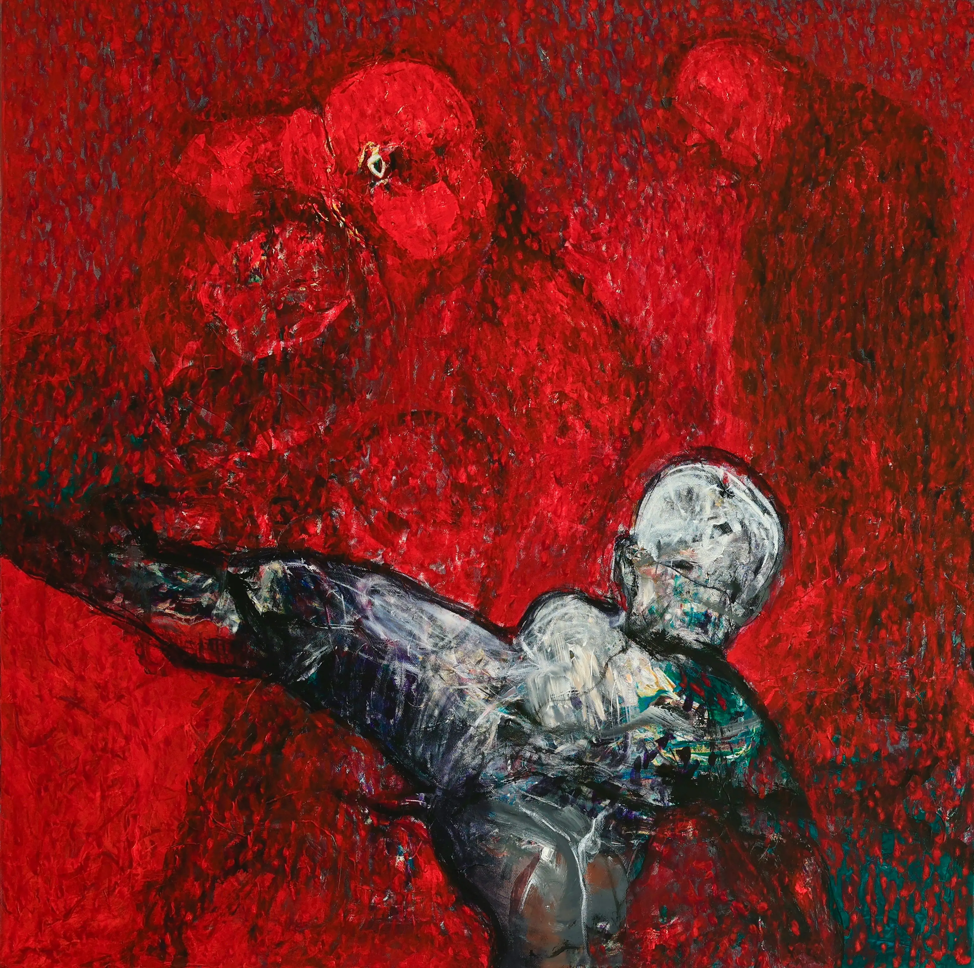 The Sole Survivor painting by Wassem Alahmad, acrylic on canvas, 2025