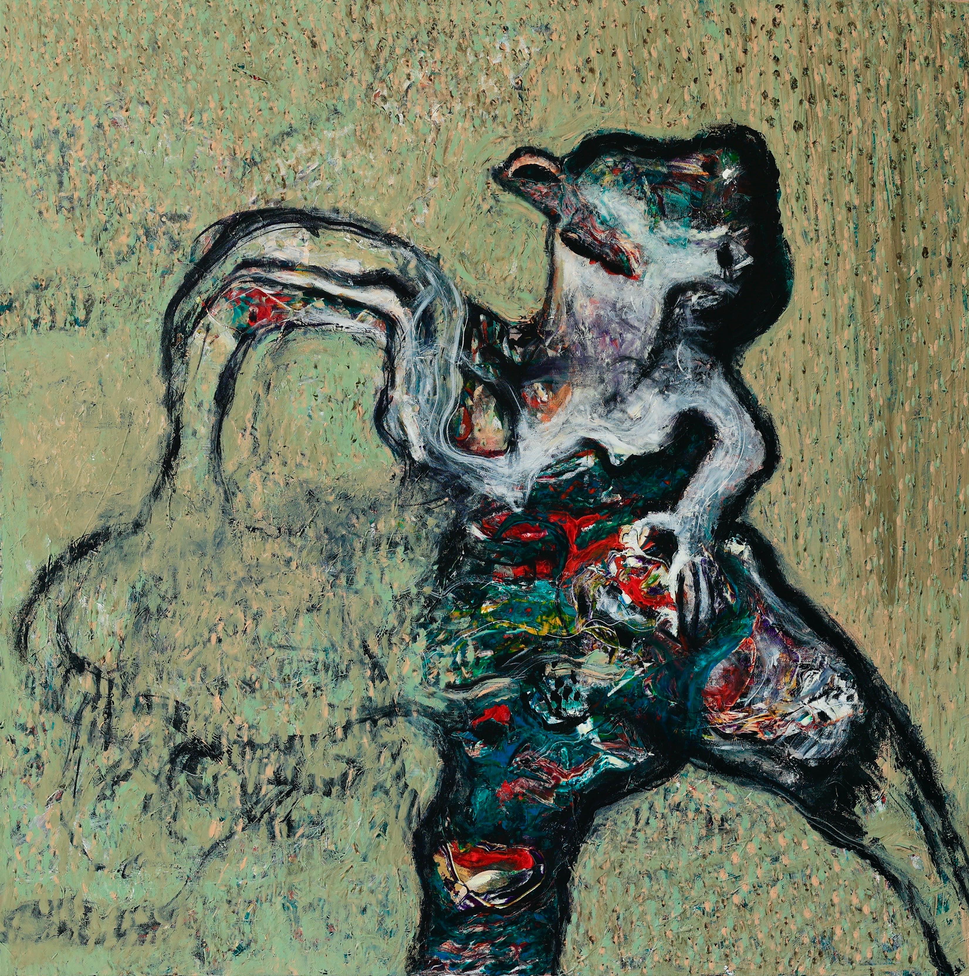 Everything Flows painting by Wassem Alahmad, acrylic on canvas, 2025